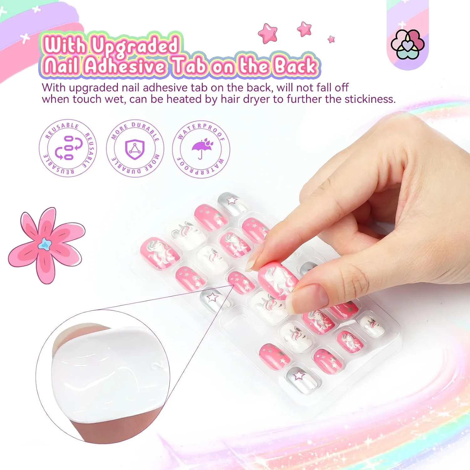 168Pcs 7 Pack Press on Nails for Kids