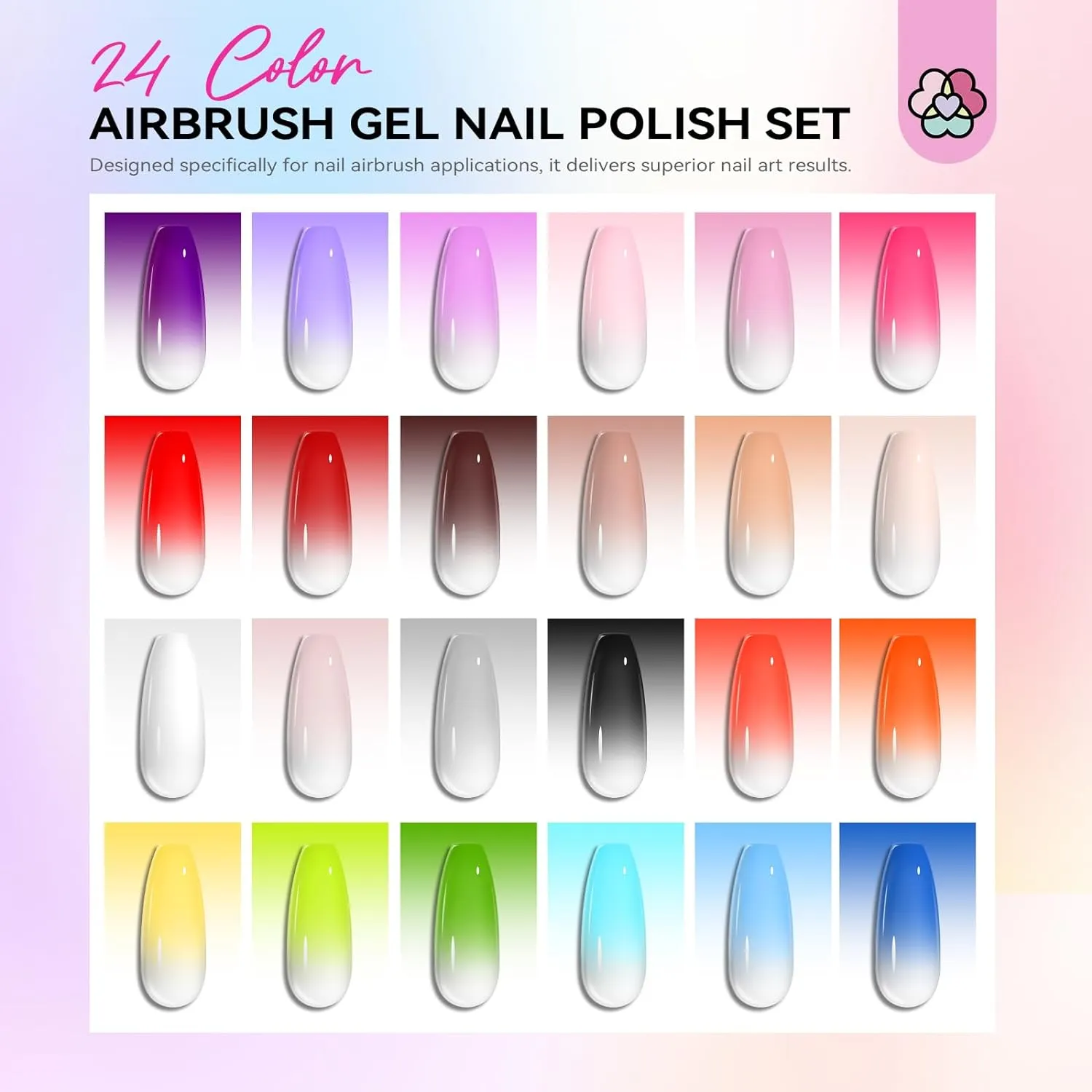 24 Color Airbrush Gel Polish -No Dilution Needed