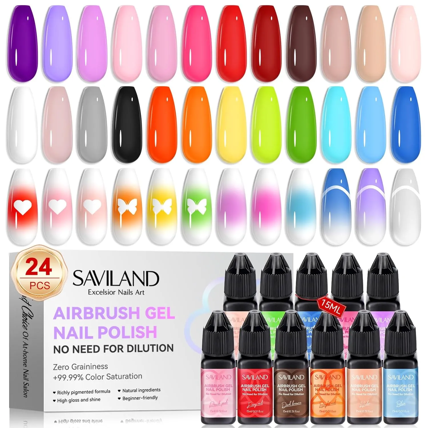 24 Color Airbrush Gel Polish -No Dilution Needed