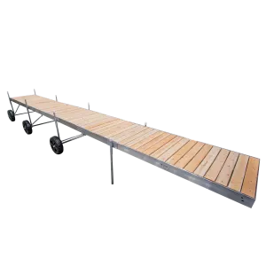 32' Roll-In-Dock Straight Aluminum Frame With Removable Cedar Decking Complete Dock Package