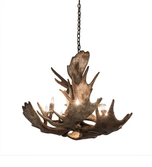 33" Wide Antlers Moose 10 Light Chandelier