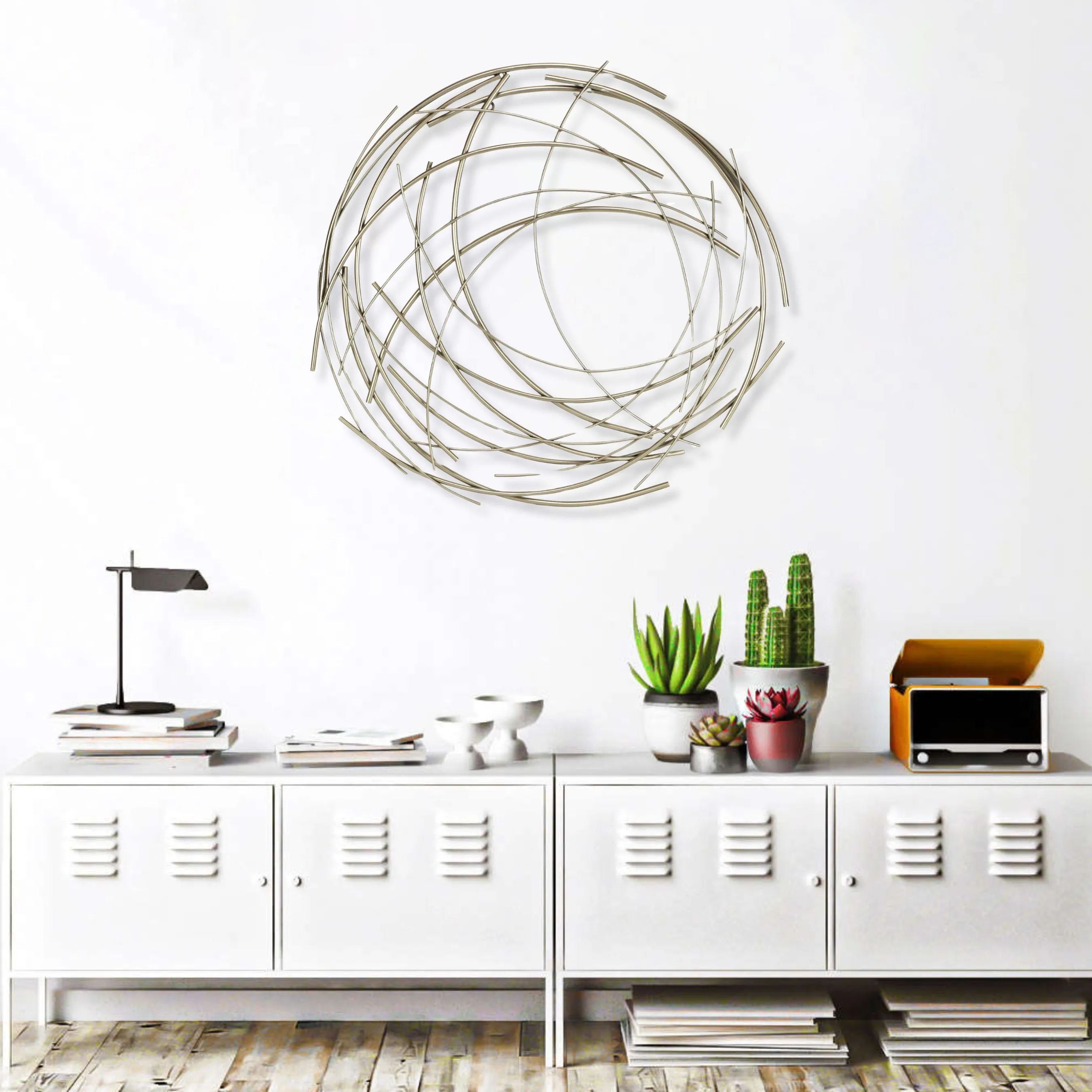 5051 - Denine Round Wall Art - Silver