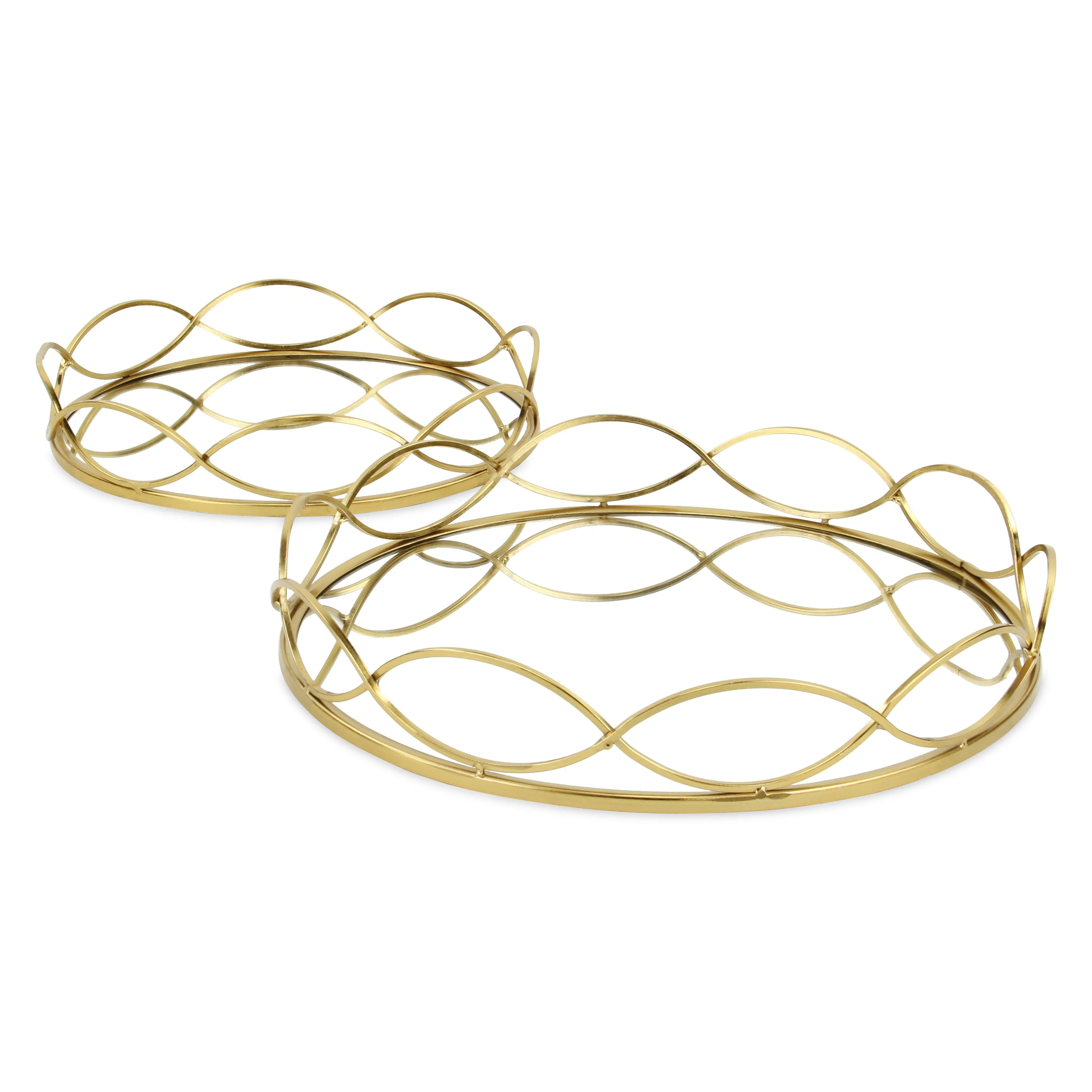 5386-2 - Mianzi Round Gold Trays