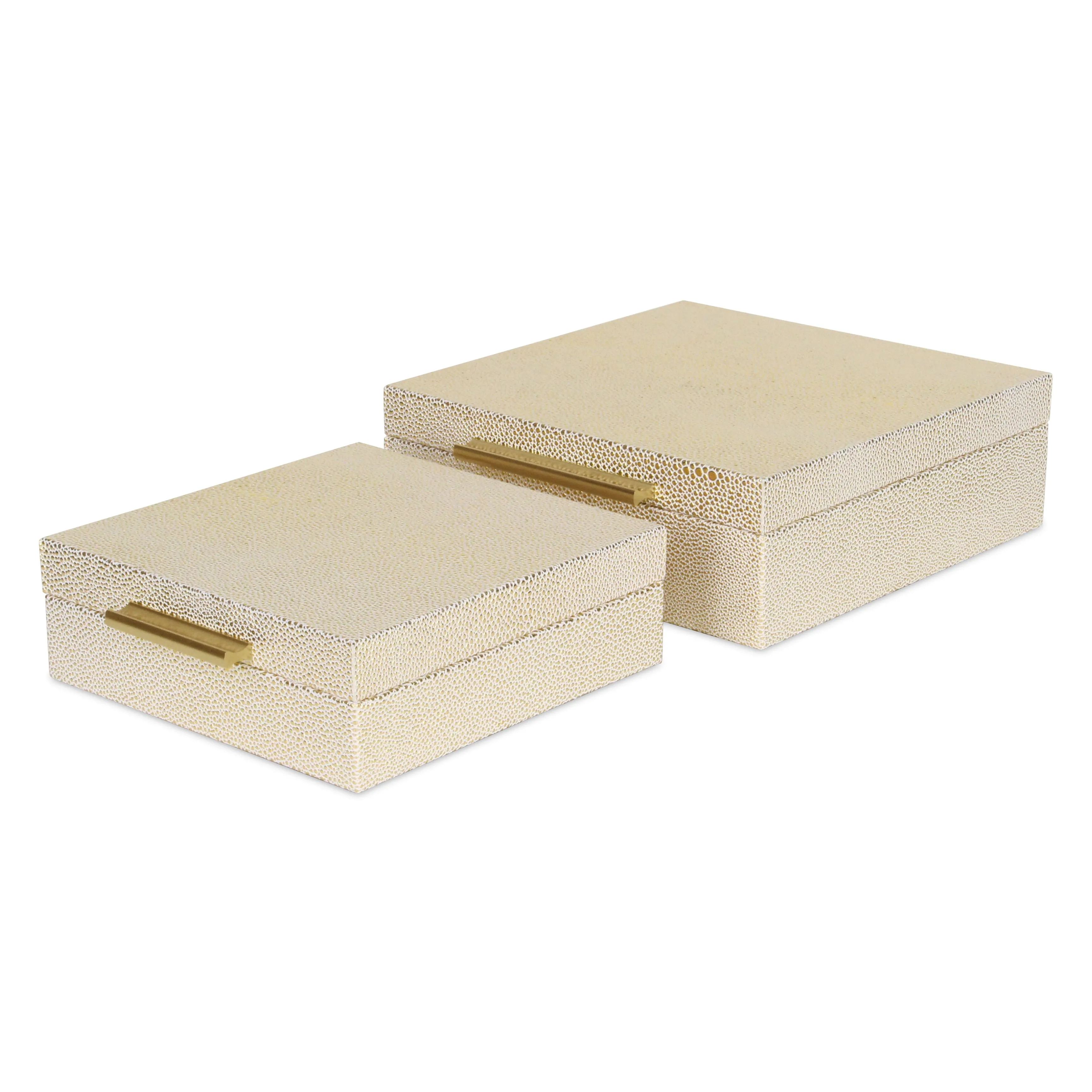 5825-2WTGD - Lusan Square Shagreen Boxes - White Gold