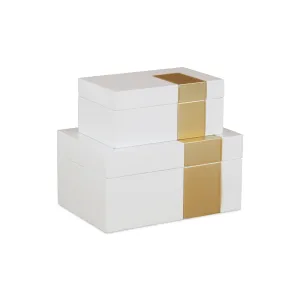 5954-2 - White Wooden Decor Box S/2