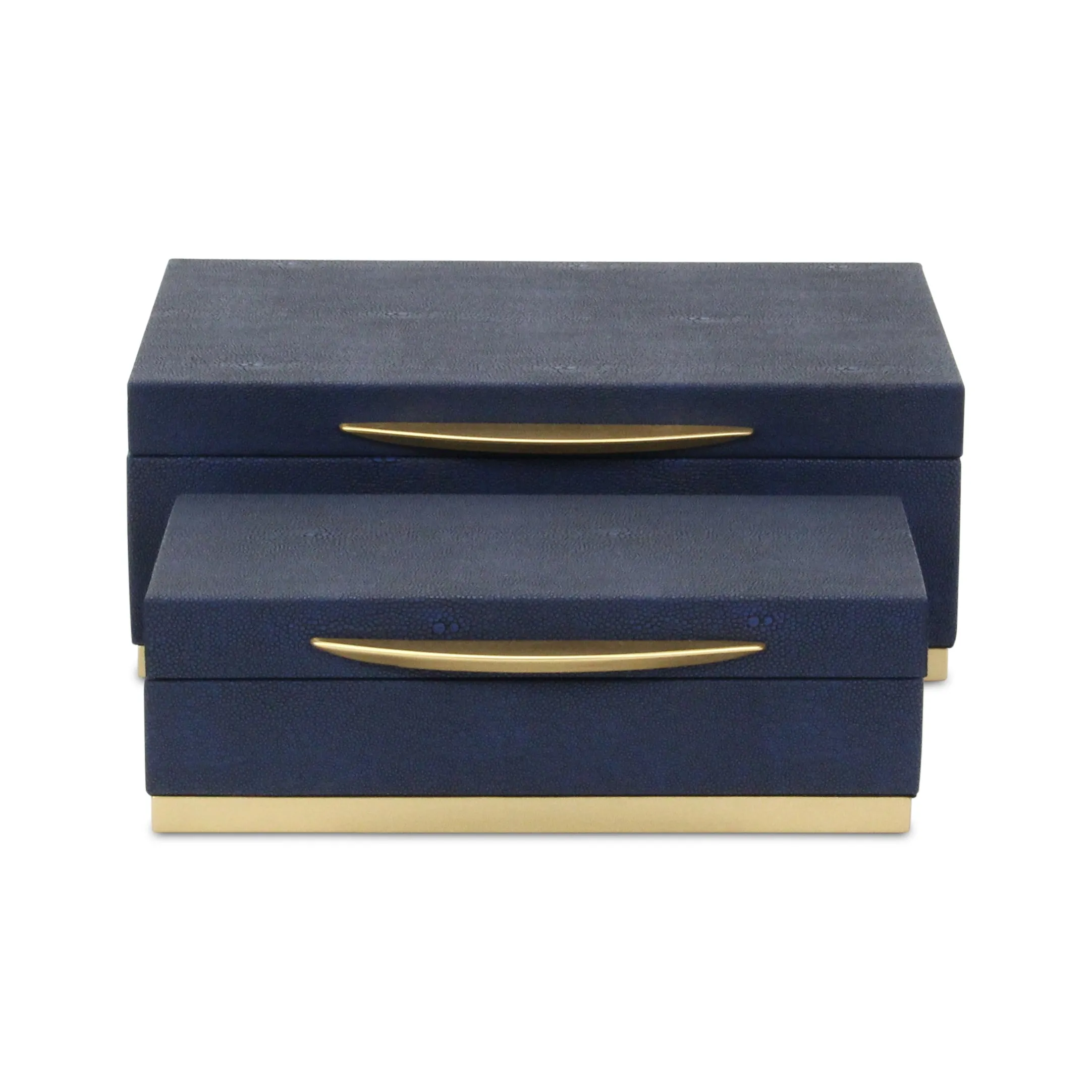 6054-2NB - Zynova Rectangle Shagreen Boxes - Blue