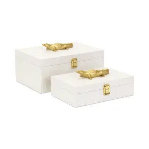 6061-2CRWT - Canorus Faux Croco Box Set - White