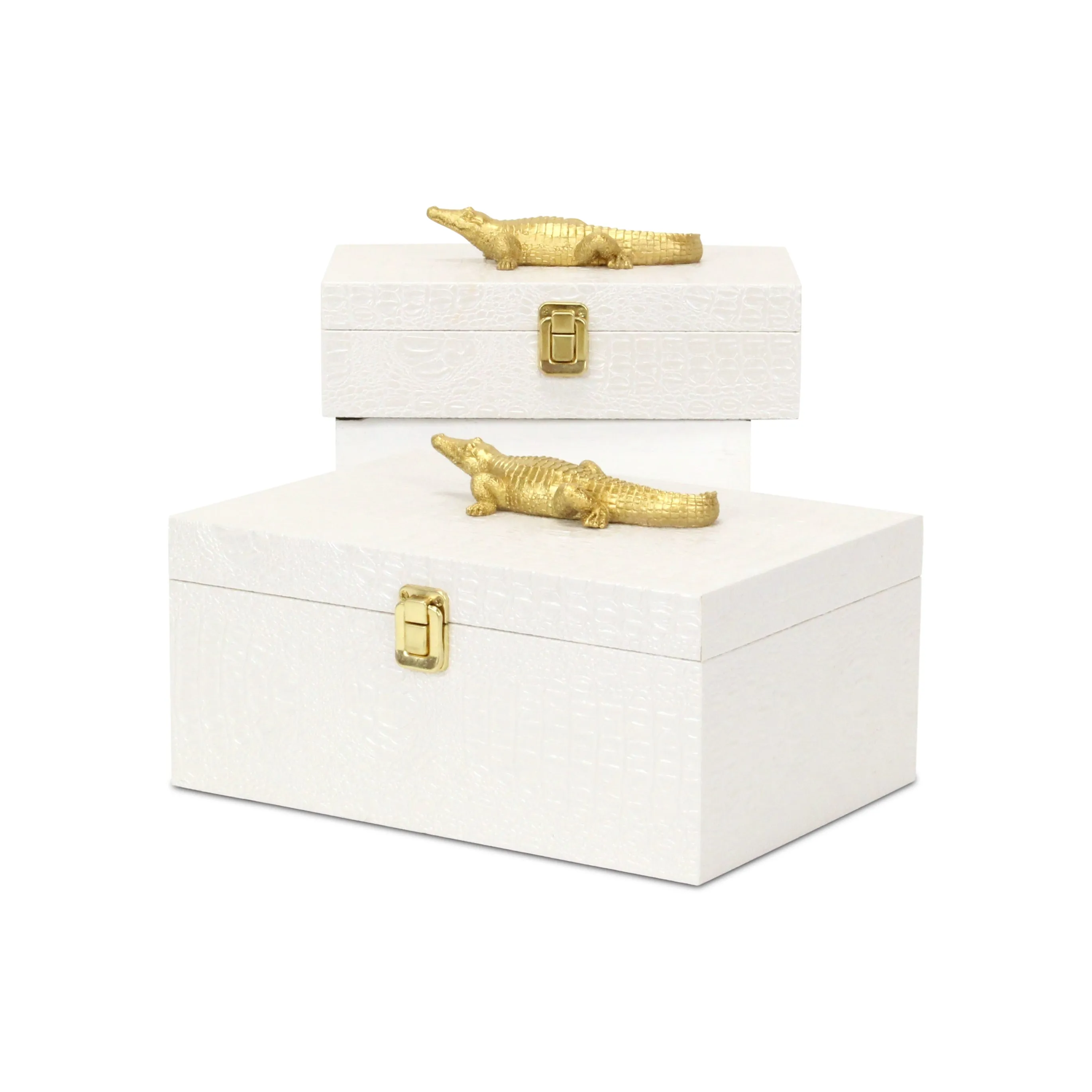 6061-2CRWT - Canorus Faux Croco Box Set - White