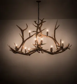 70" Long Antlers Elk 10 Light Oblong Chandelier