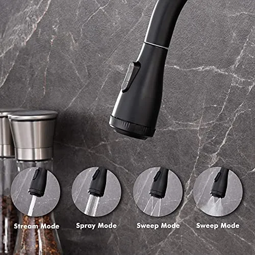 AMAZING FORCE Touchless Kitchen Faucet Single Handle with 4 Modes Pull Down Sprayer, Automatic Motion Sensor Kitchen Sink Faucet with Fingerprints Resistant, Matte Black