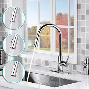 AMAZING FORCE Touchless Kitchen Faucet with 2 Modes Pull Down Sprayer, Single Handle Automatic Motion Sensor Kitchen Sink Faucet with Fingerprints Resistant, Chrome 1.8 GPM