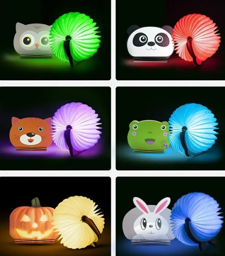 Animals Led Night Light Portable Foldable USB Book Lamp for Kid's Room