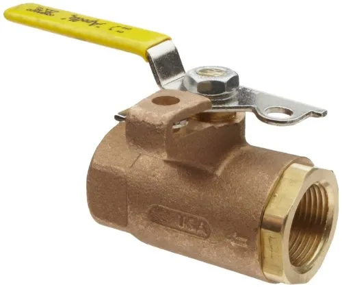 Apollo 75-100 Series Bronze Ball Valve with Automatic Drain, Two Piece, Inline, Lockable Lever, 1-1/2" NPT Female