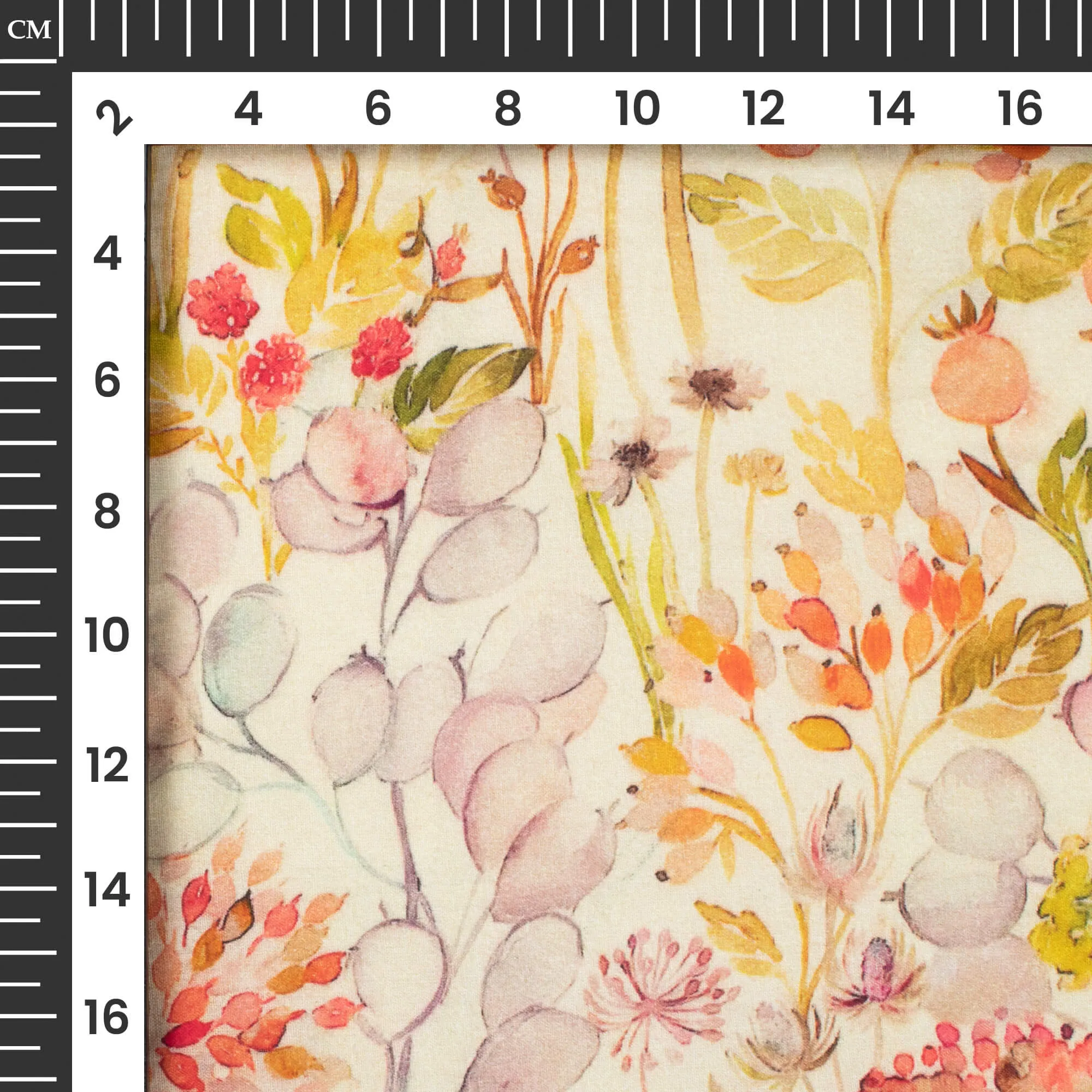 Banana Yellow And Orange Floral Digital Print Cotton Cambric Fabric