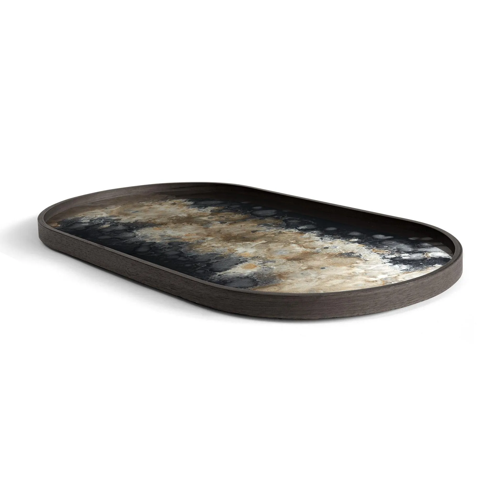 Black Organic Oblong Glass Tray