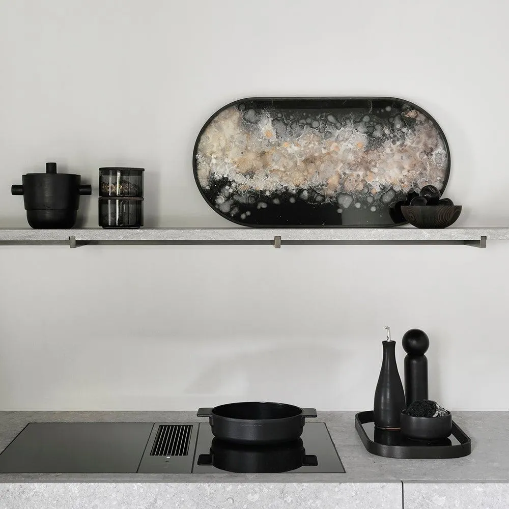 Black Organic Oblong Glass Tray