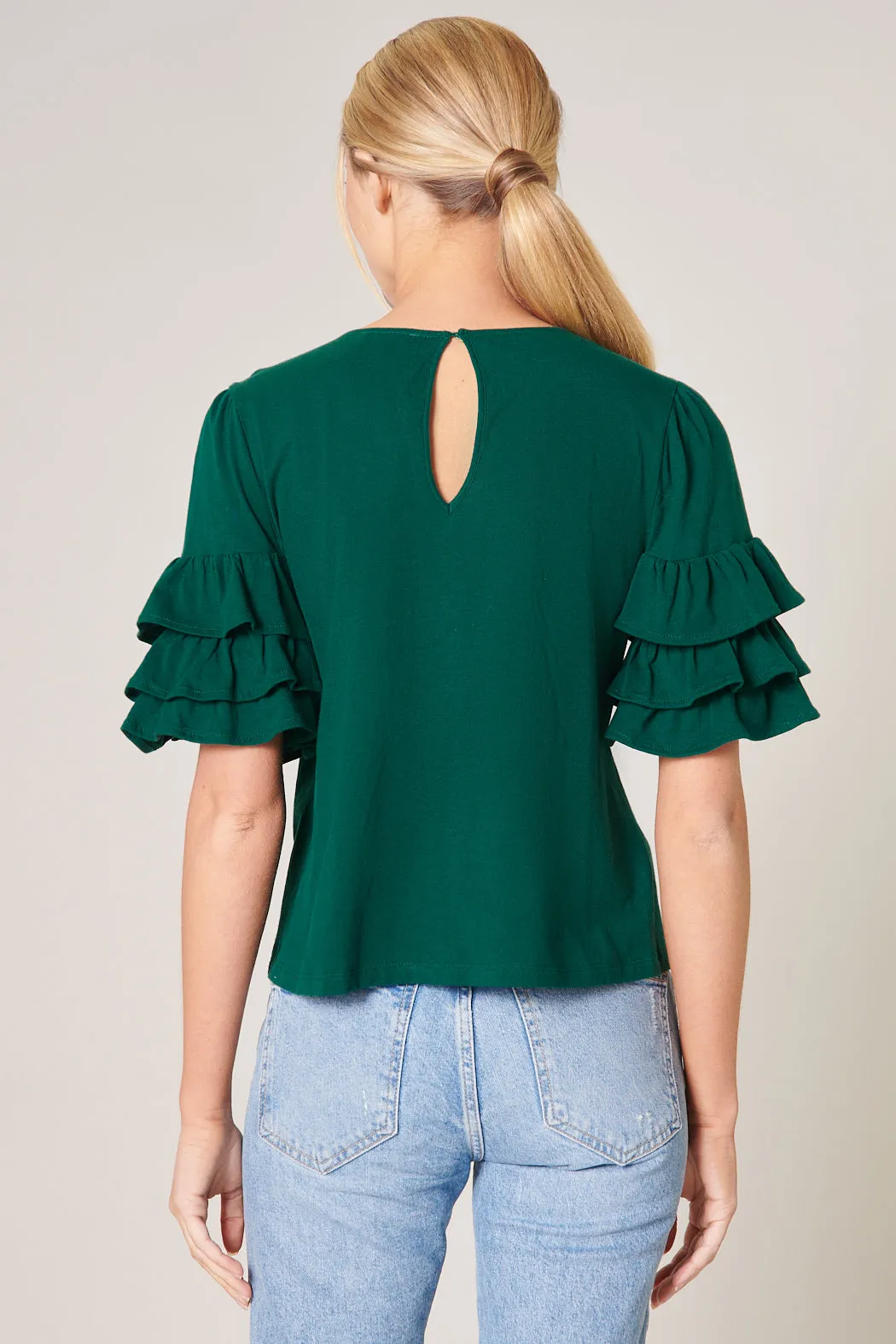 Blair Cotton Knit Ruffle Sleeve Top