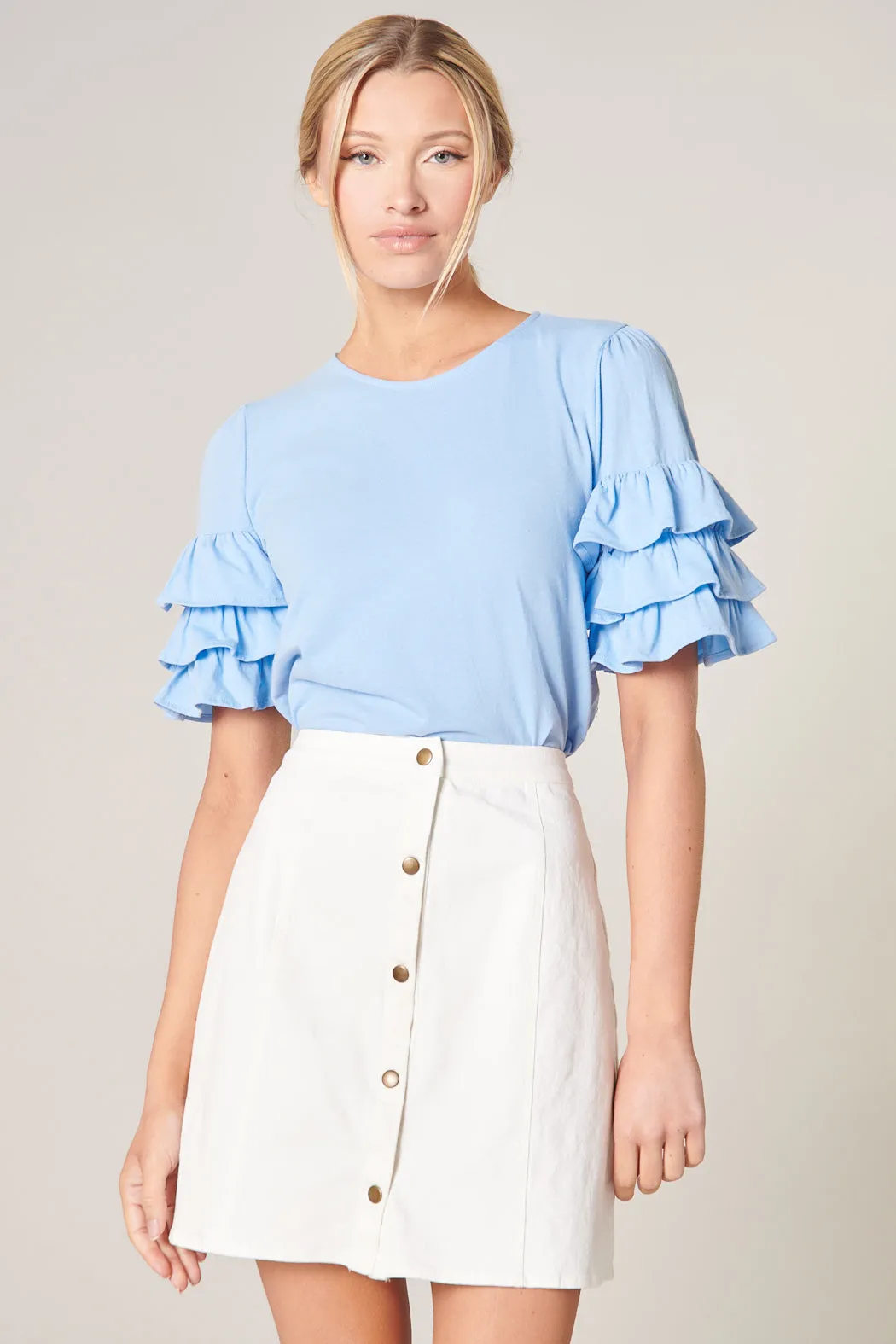 Blair Cotton Knit Ruffle Sleeve Top