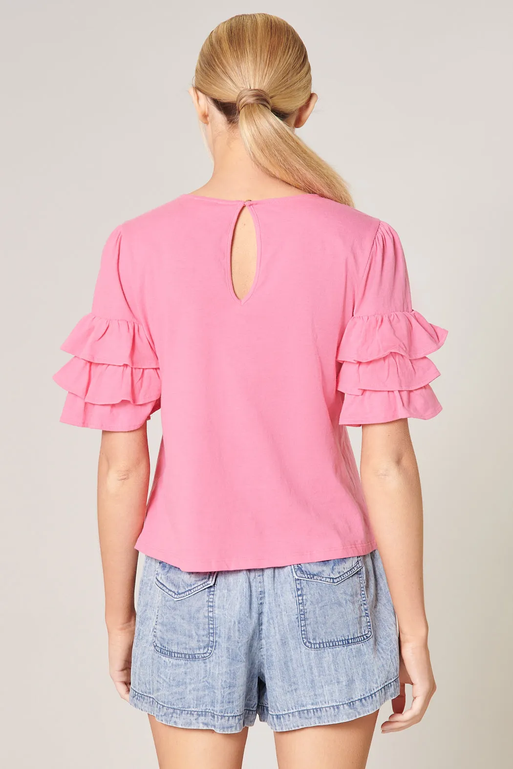 Blair Cotton Knit Ruffle Sleeve Top