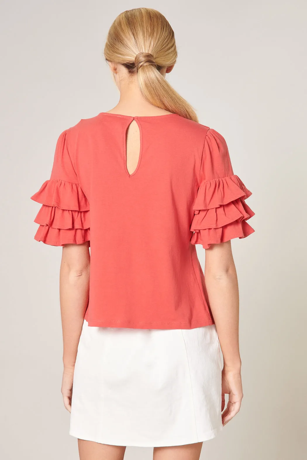 Blair Cotton Knit Ruffle Sleeve Top