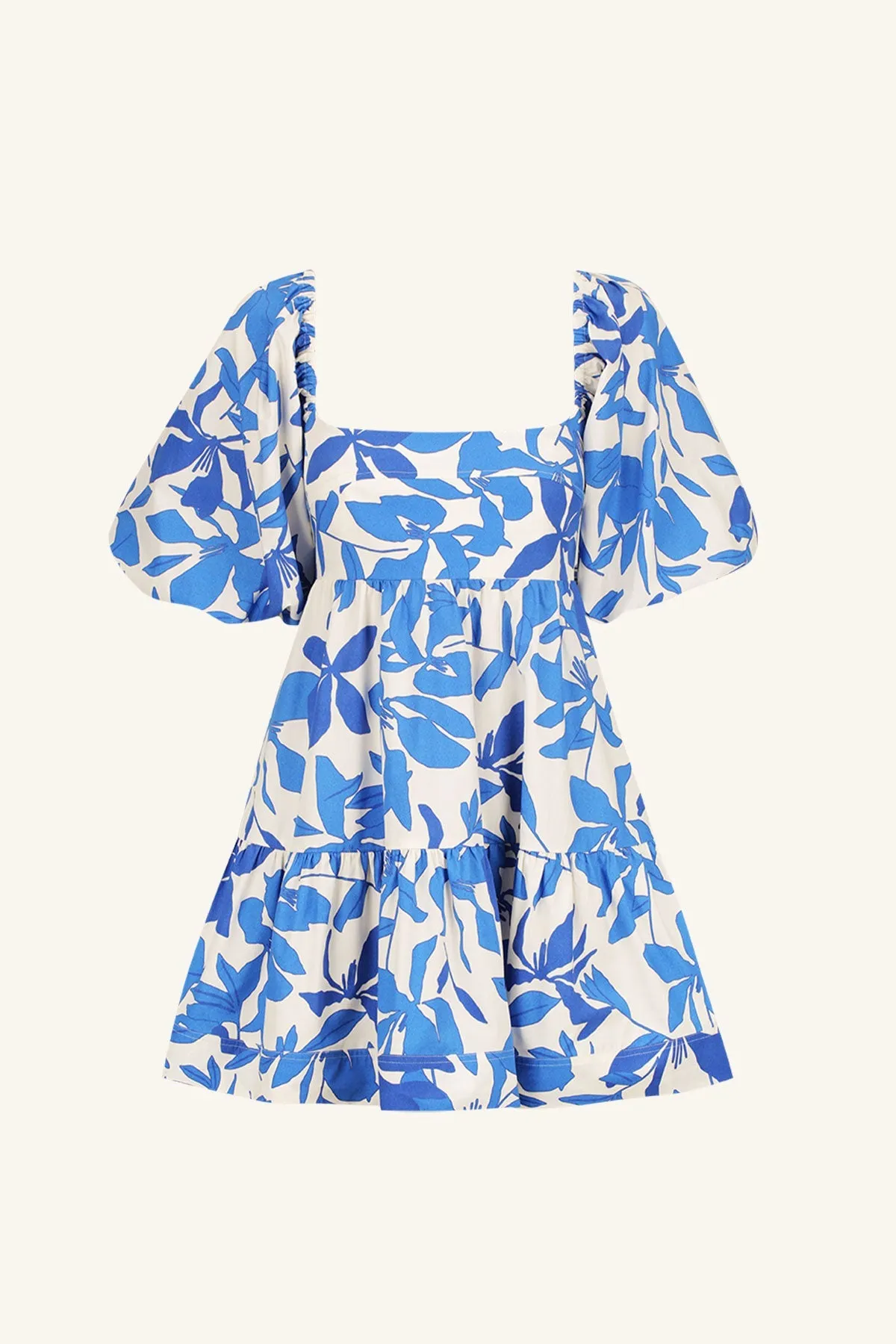 BLEUE SQUARE NECK TIERED MINI DRESS