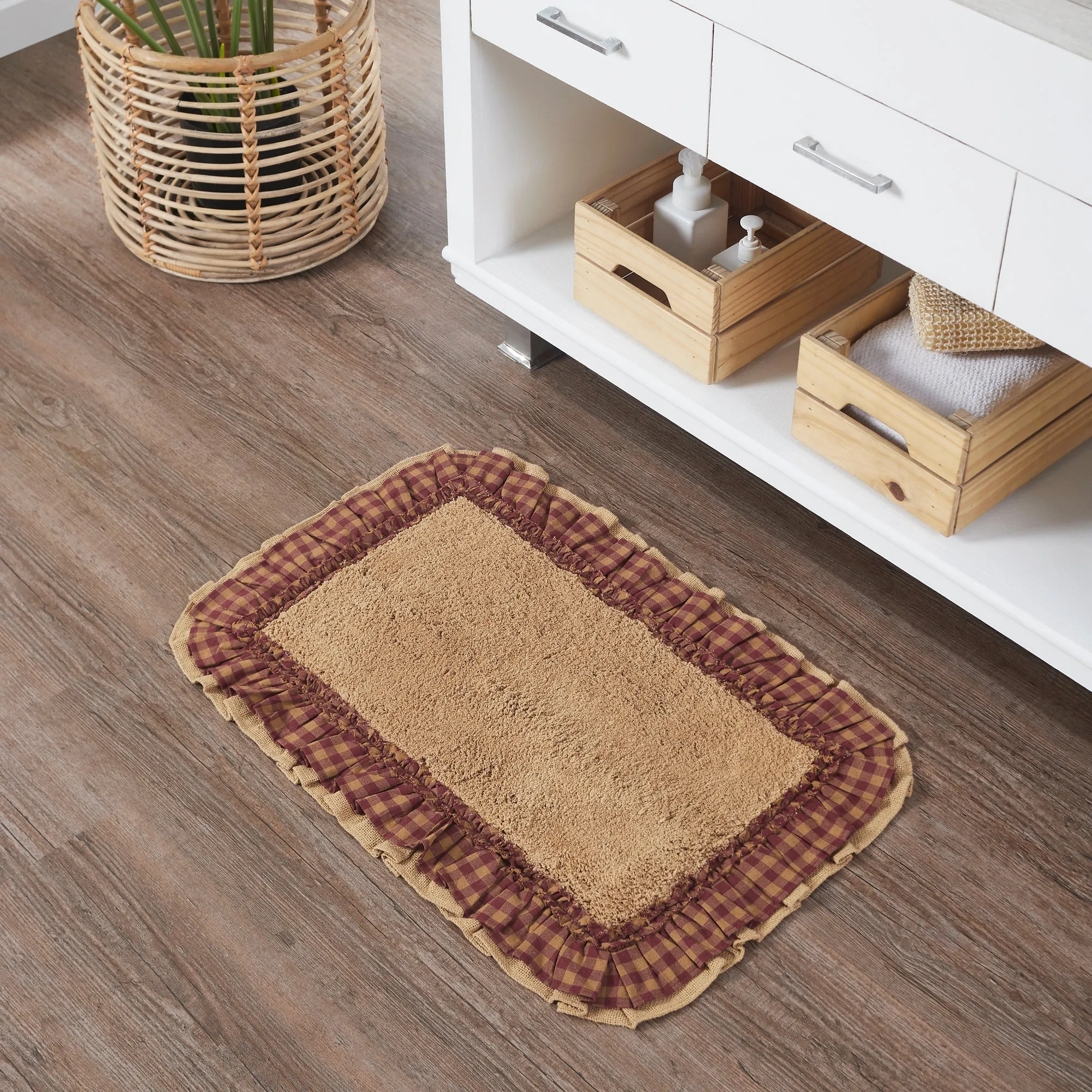 Burlap Natural w/ Check Bathmat