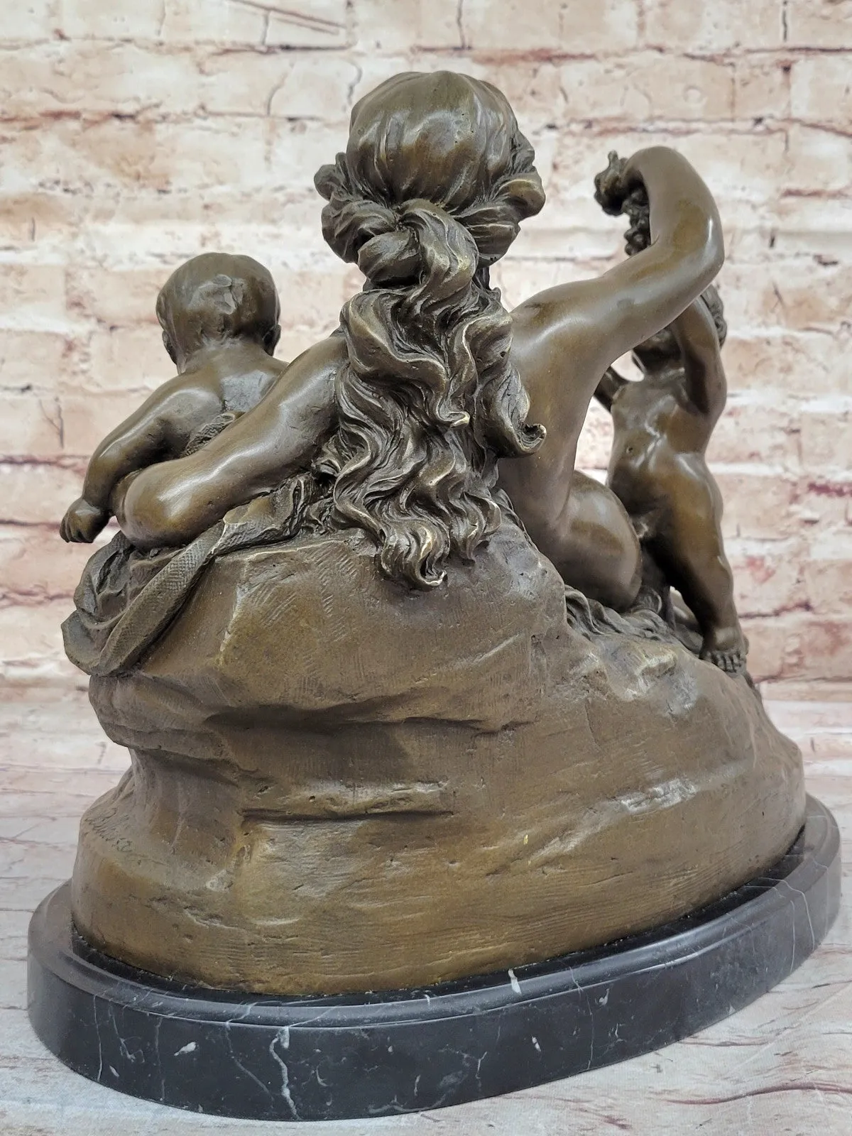 Carrier Belleuse Bronze Sculpture: Mother and Children Statue by Lost Wax Method