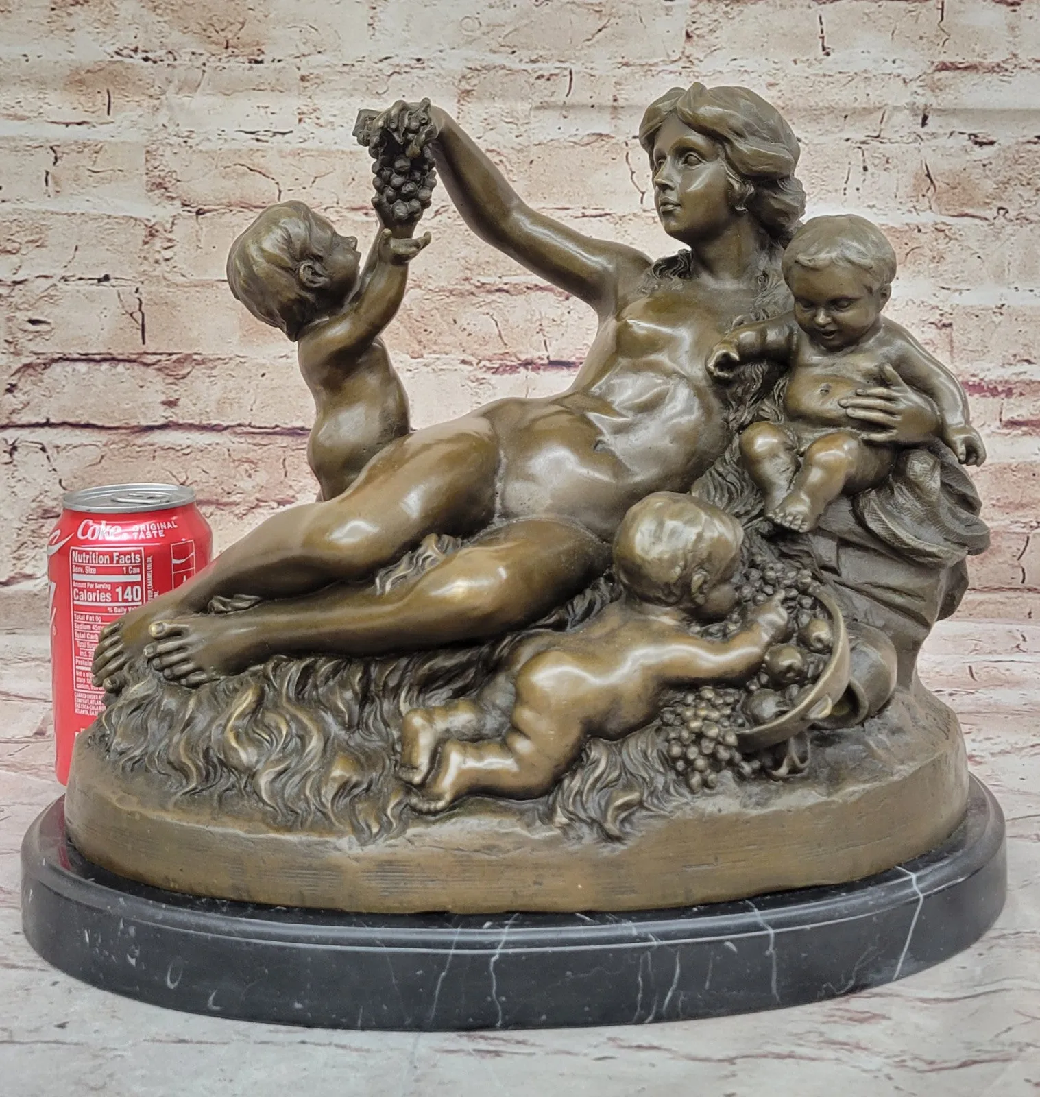 Carrier Belleuse Bronze Sculpture: Mother and Children Statue by Lost Wax Method