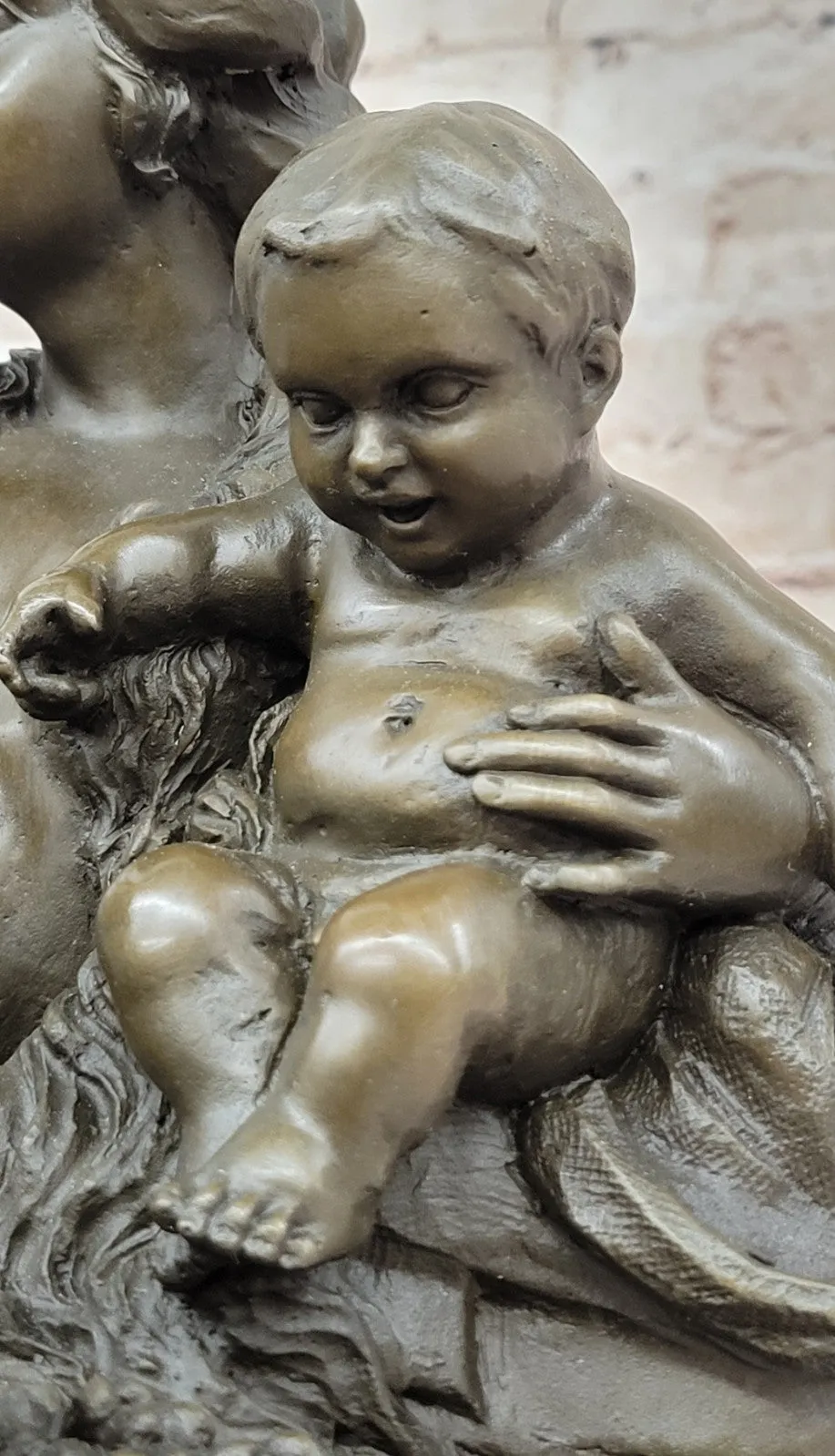 Carrier Belleuse Bronze Sculpture: Mother and Children Statue by Lost Wax Method