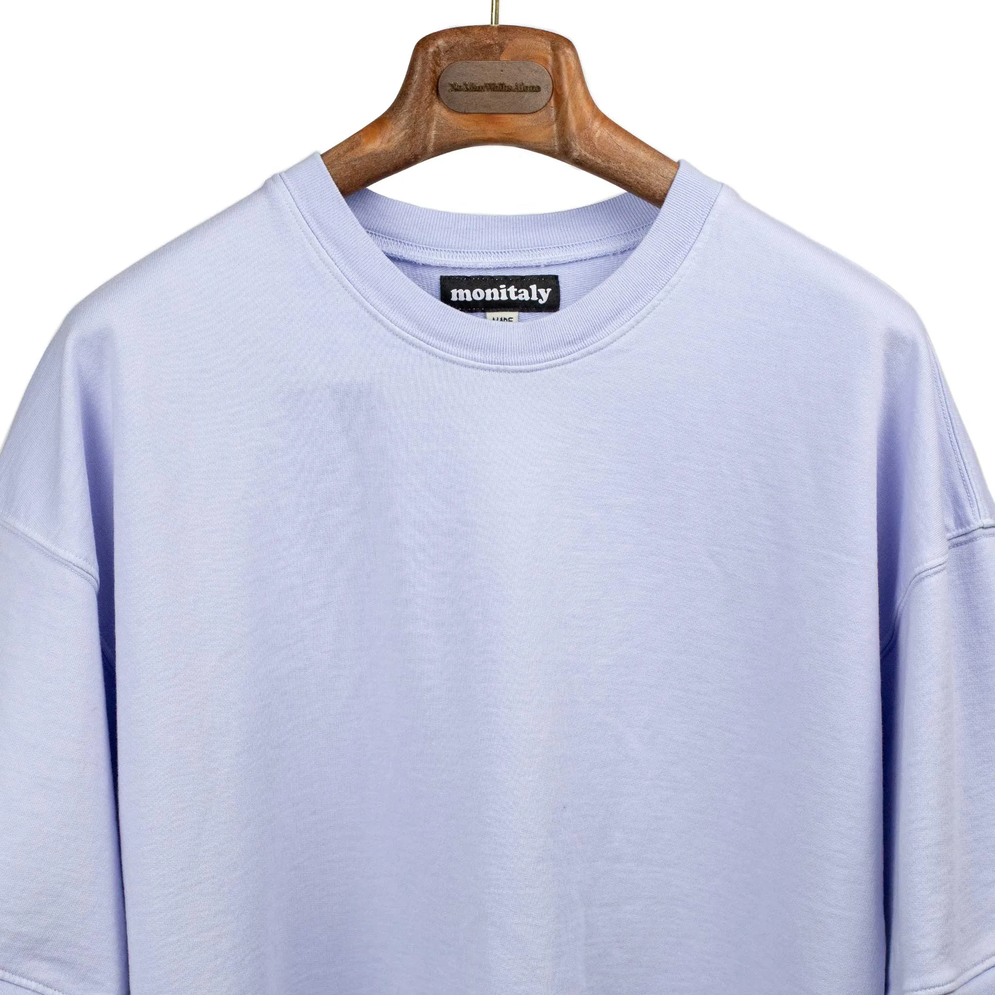 Crewneck short sleeve sweatshirt in Light Blue French terry cotton