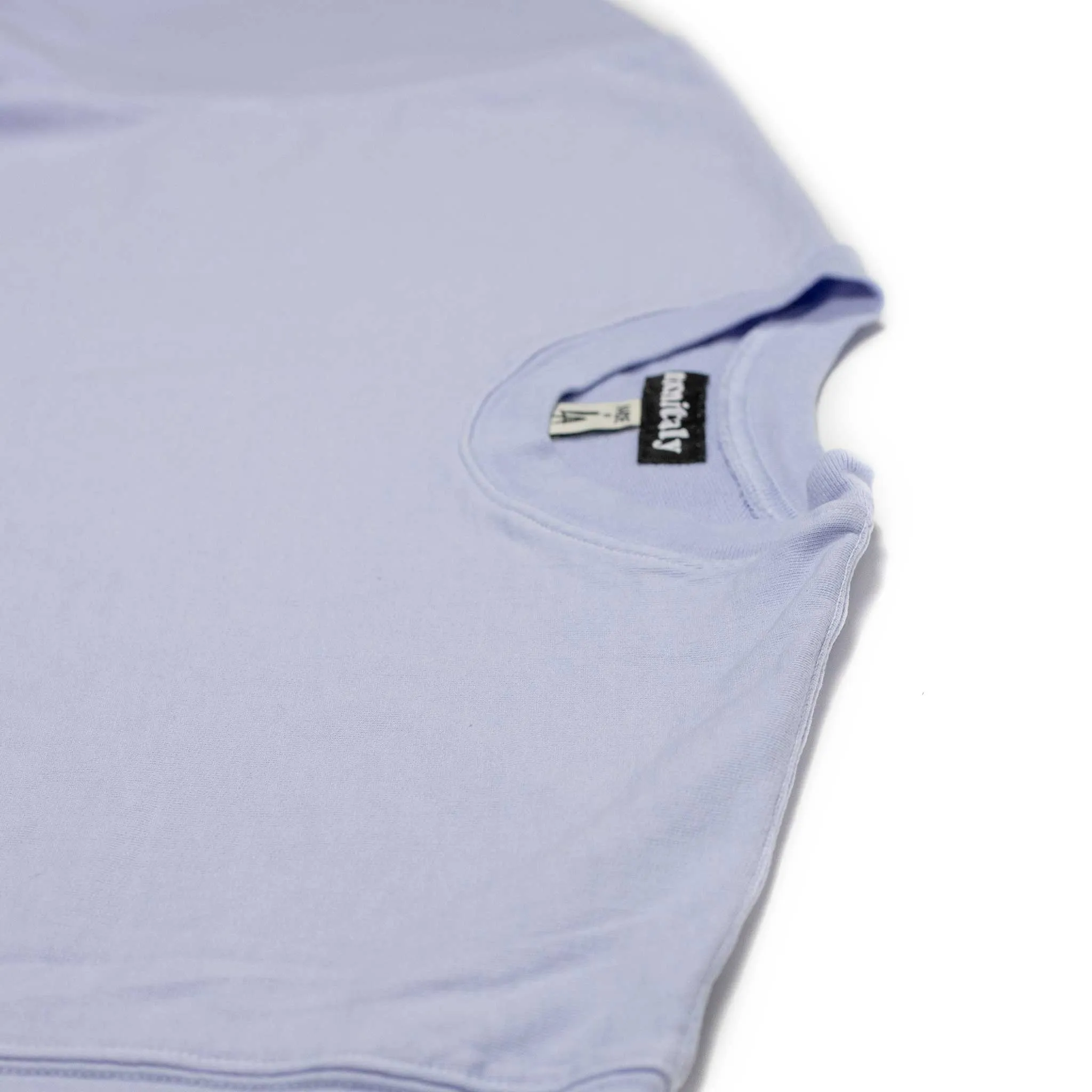 Crewneck short sleeve sweatshirt in Light Blue French terry cotton