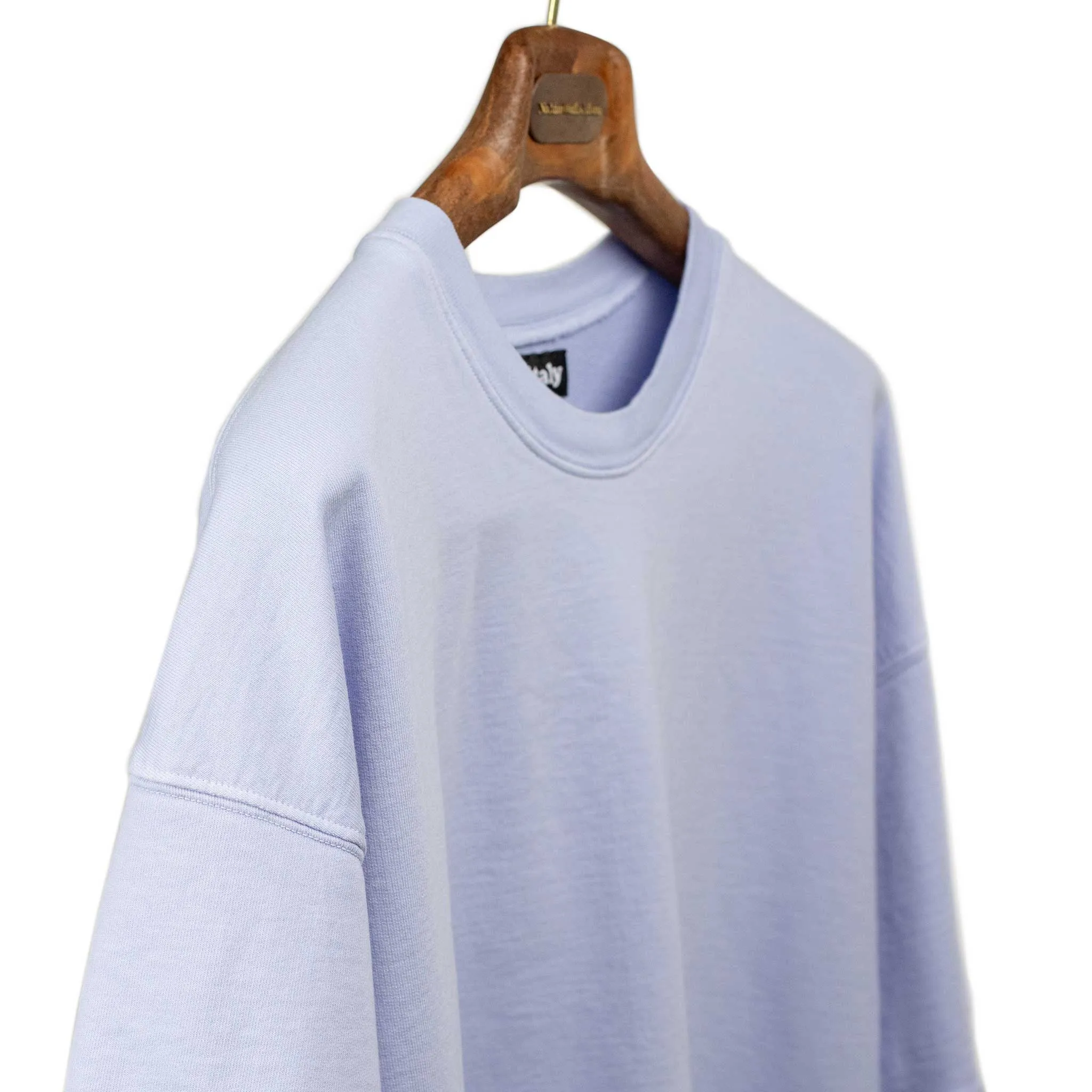 Crewneck short sleeve sweatshirt in Light Blue French terry cotton