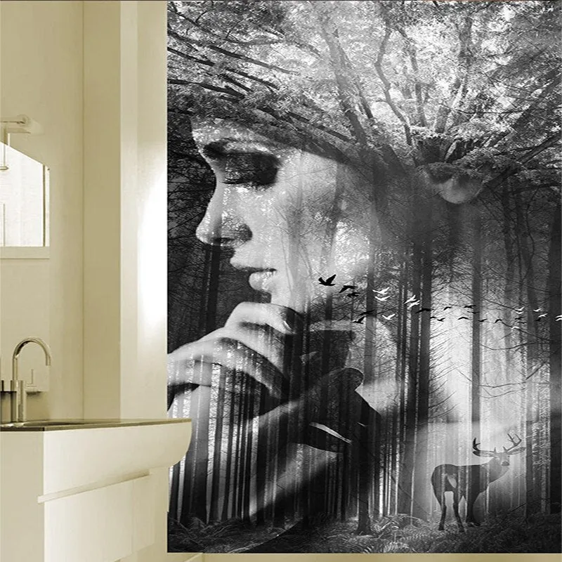 Custom Mural Wallpaper Modern Abstract Black and White Portrait (㎡)