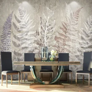 Custom Mural Wallpaper Retro Plant Leaf Line Drawing (㎡)