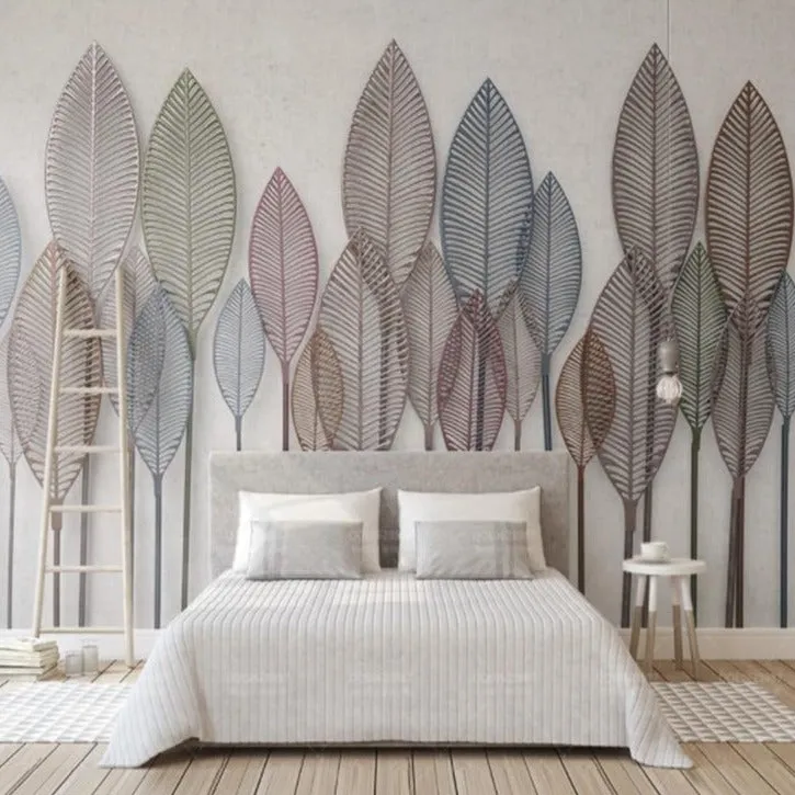 Custom Mural Wallpaper Retro Wrought Iron Embossed Leaves (㎡)