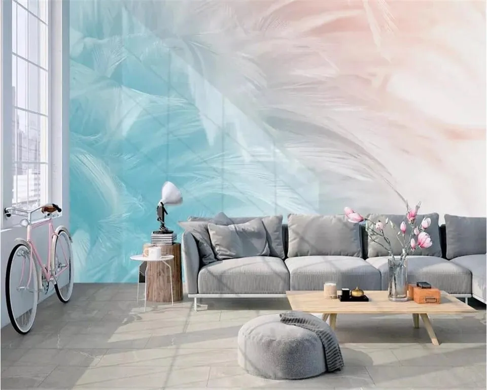 Custom Size Feather Wallpaper Mural Modern Wallcovering (㎡)