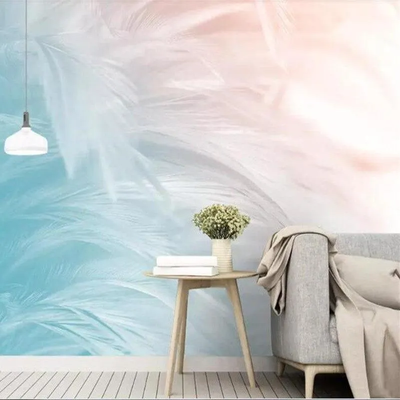 Custom Size Feather Wallpaper Mural Modern Wallcovering (㎡)