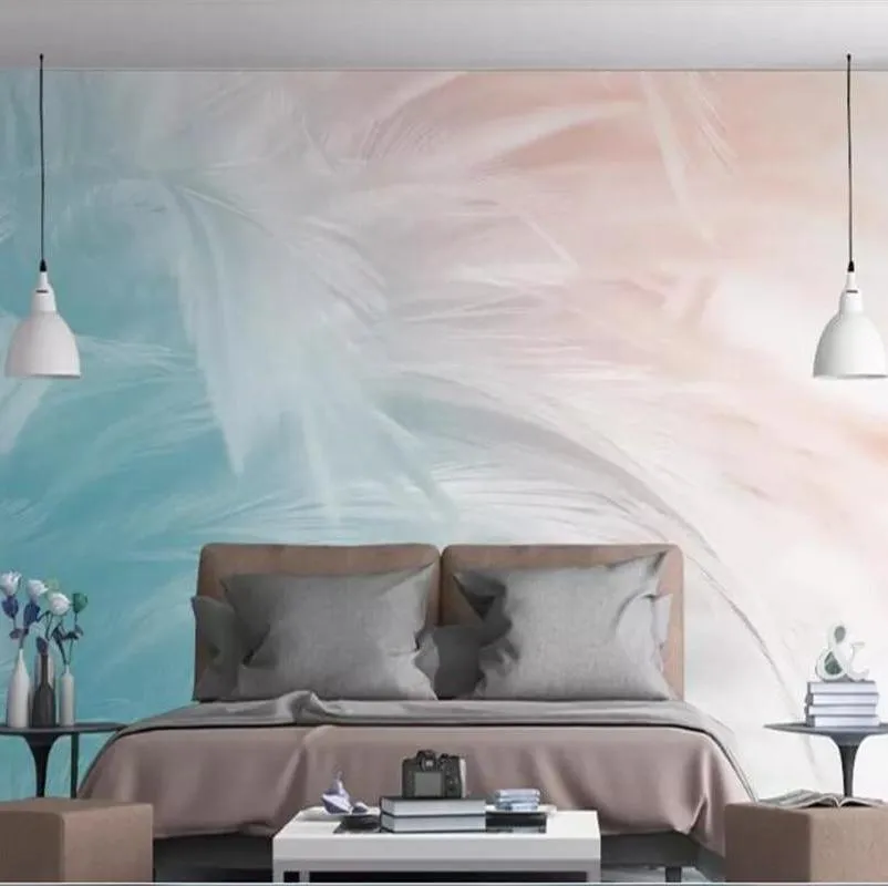 Custom Size Feather Wallpaper Mural Modern Wallcovering (㎡)