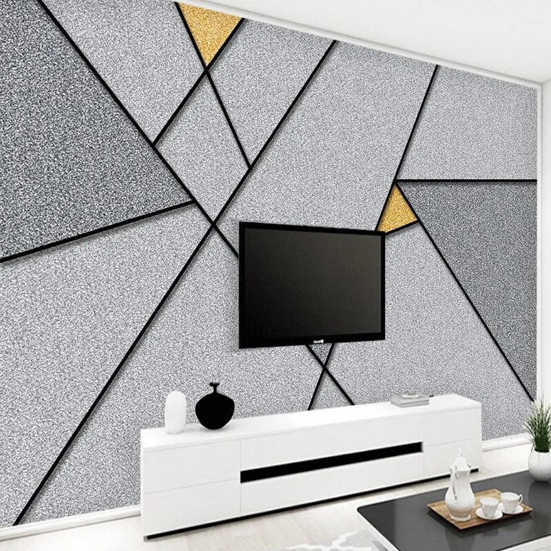 Custom Wallpaper Mural Abstract Grey Geometric Pattern (㎡)