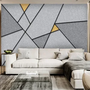 Custom Wallpaper Mural Abstract Grey Geometric Pattern (㎡)