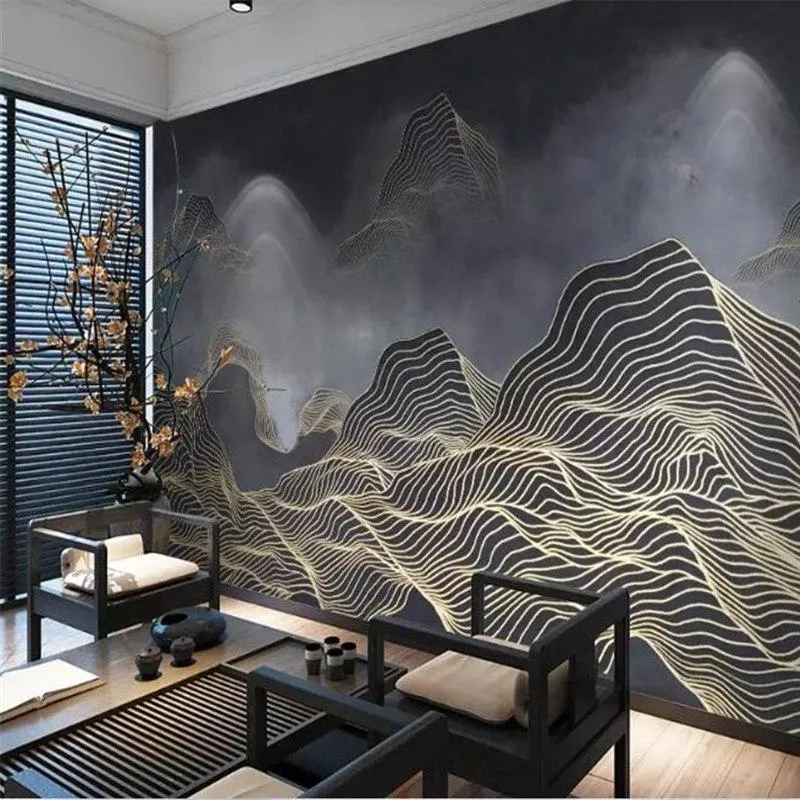 Custom Wallpaper Mural Abstract Lines Landscape Wallcovering (㎡)