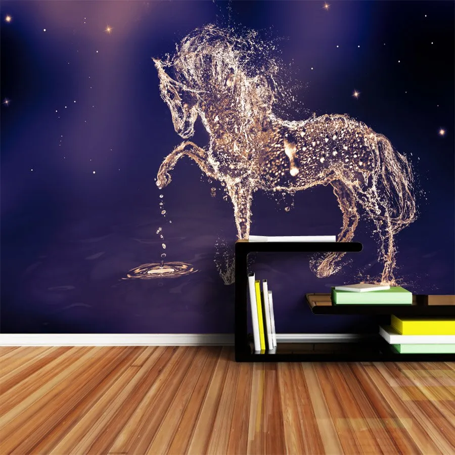 Custom Wallpaper Mural Glittering Running Horse (㎡)