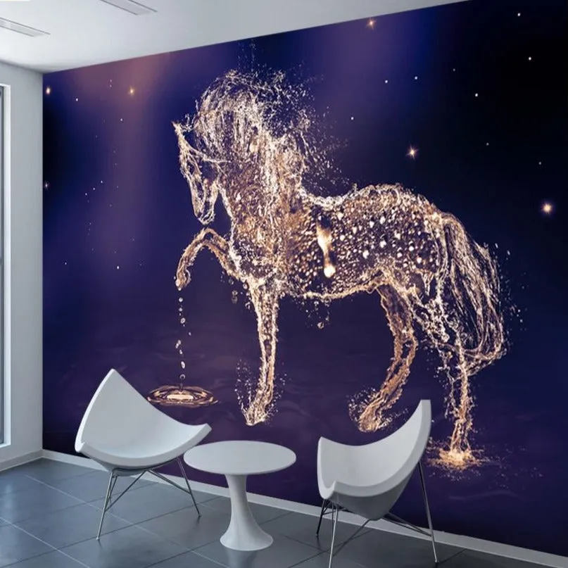 Custom Wallpaper Mural Glittering Running Horse (㎡)