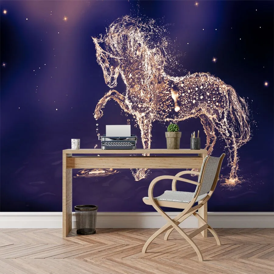 Custom Wallpaper Mural Glittering Running Horse (㎡)