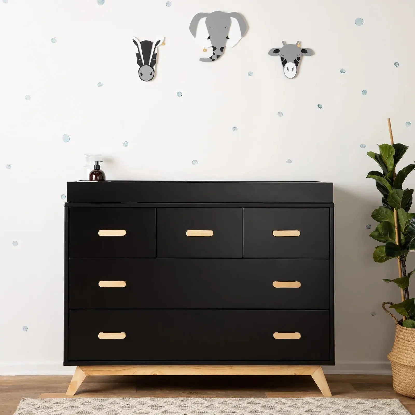 Dadada - Soho Five Drawer Dresser - Black   Natural