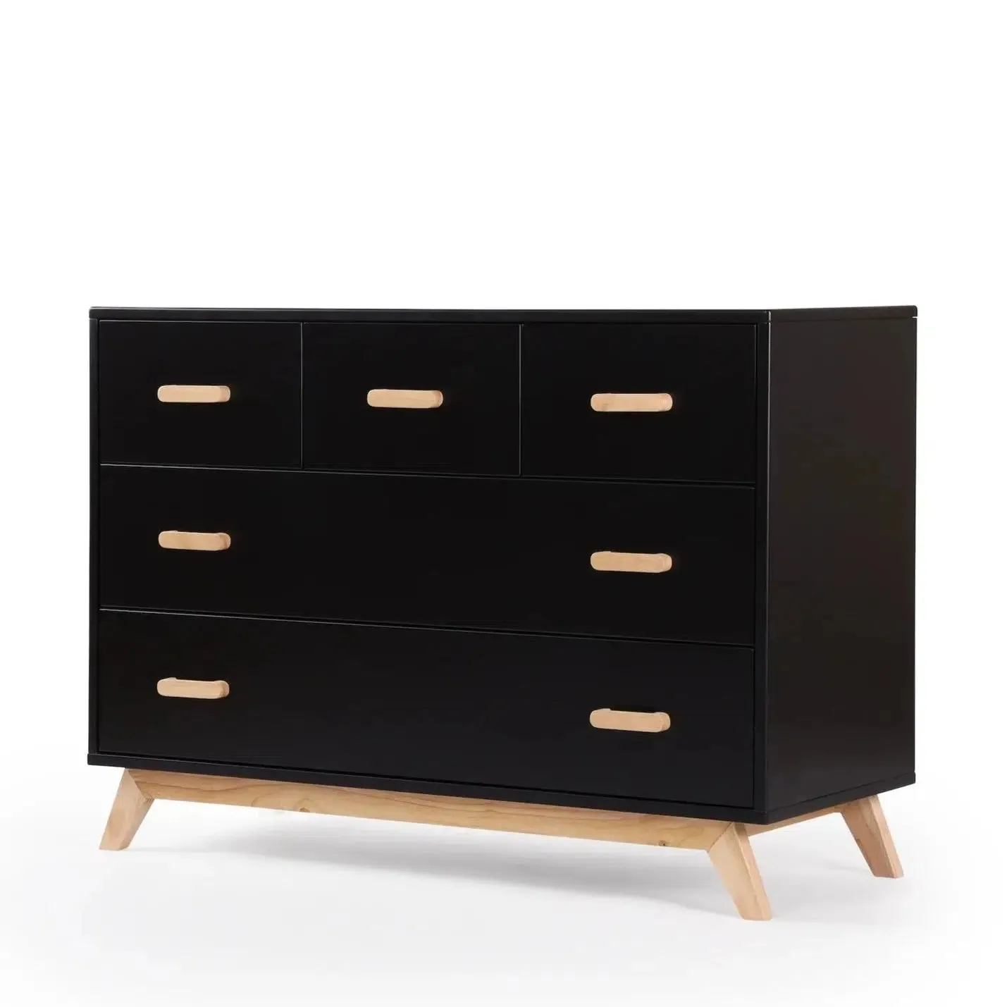 Dadada - Soho Five Drawer Dresser - Black   Natural