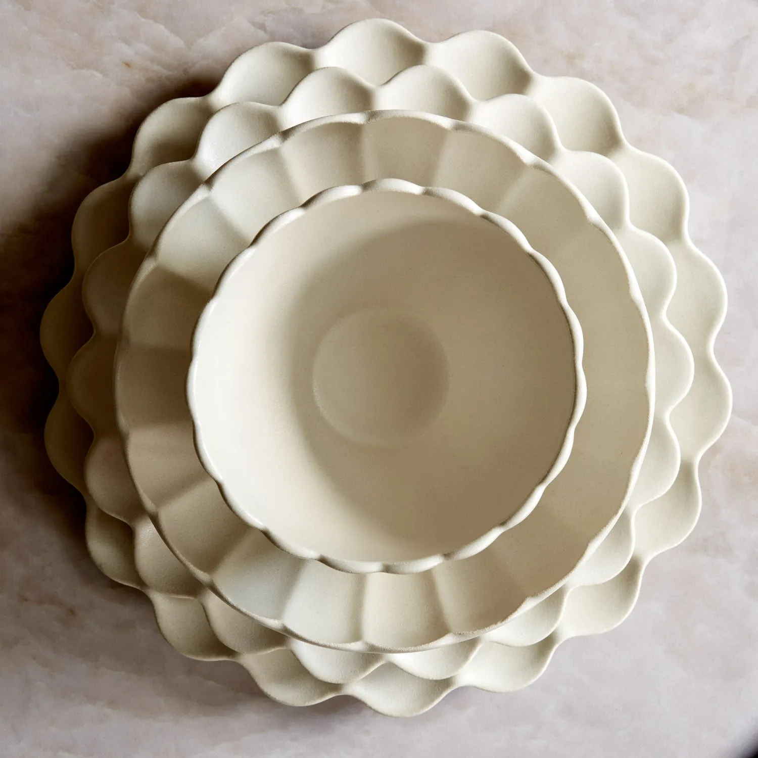 Dhalia Stoneware Salad Plate, Set of 4 (White) - Preorder