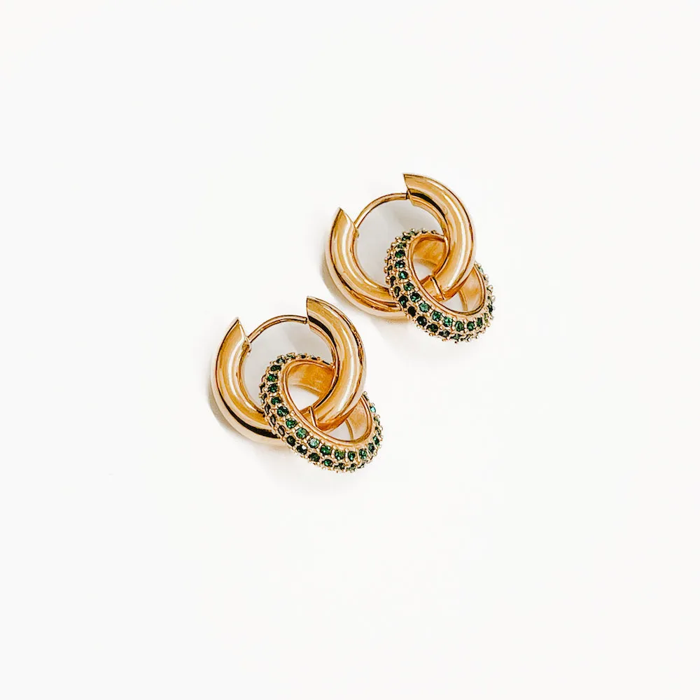 Double The Hoop Gold and Zirconia Earrings