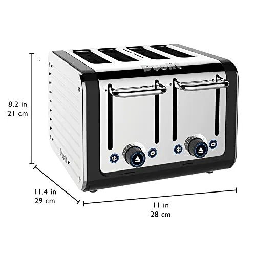 Dualit Design Series 4 Slice Toaster, 4 slot, Black and Steel