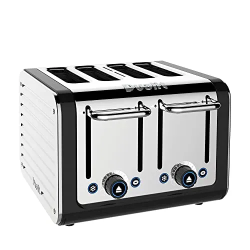 Dualit Design Series 4 Slice Toaster, 4 slot, Black and Steel